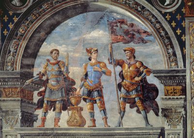Brutus, Mucius Scaevola en Furio Camillo (detail) door Domenico Ghirlandaio